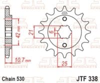 800Wx800H-1077358001-1 JT SPROCKETS Staal standaard voortandwiel 338 - 530
