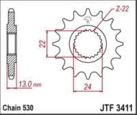 800Wx800H-1077363001-1 JT SPROCKETS Staal standaard voortandwiel 3411 - 530