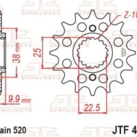 800Wx800H-1077366001-1 JT SPROCKETS Staal standaard voortandwiel 403 - 520