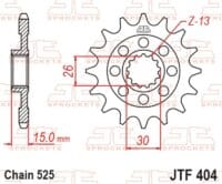 800Wx800H-1077367001-1 JT SPROCKETS Staal standaard voortandwiel 404 - 525