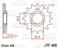 800Wx800H-1077369002-1 JT SPROCKETS Staal standaard voortandwiel 409 - 428