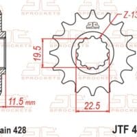 800Wx800H-1077369002-1 JT SPROCKETS Staal standaard voortandwiel 409 - 428