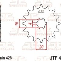 800Wx800H-1077372002-1 JT SPROCKETS Staal standaard voortandwiel 416 - 428