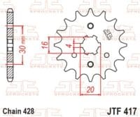 800Wx800H-1077374001-1 JT SPROCKETS Staal standaard voortandwiel 417 - 428
