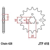 800Wx800H-1077375002-1 JT SPROCKETS Staal standaard voortandwiel 418 - 428