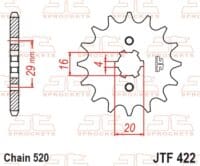 800Wx800H-1077379001-1 JT SPROCKETS Staal standaard voortandwiel 422 - 520