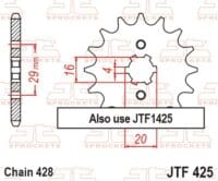 800Wx800H-1077382004-1 JT SPROCKETS Staal standaard voortandwiel 425 - 428