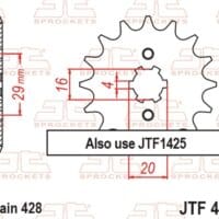 800Wx800H-1077382004-1 JT SPROCKETS Staal standaard voortandwiel 425 - 428