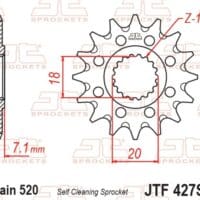 800Wx800H-1077385002-1 JT SPROCKETS Staal zelfreinigend voortandwiel 427 - 520