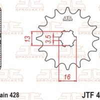 800Wx800H-1077386001-1 JT SPROCKETS Staal standaard voortandwiel 428 - 428