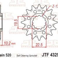 800Wx800H-1077390003-1 JT SPROCKETS Staal zelfreinigend voortandwiel 432 - 520