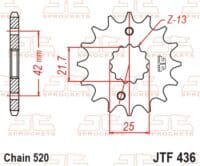 800Wx800H-1077394002-1 JT SPROCKETS Staal standaard voortandwiel 436 - 520