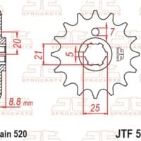 800Wx800H-1077403002-1 JT SPROCKETS Staal standaard voortandwiel 507 - 520