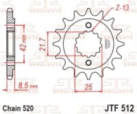 800Wx800H-1077408004-1 JT SPROCKETS Staal standaard voortandwiel 512 - 520