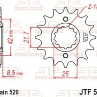 800Wx800H-1077411003-1 JT SPROCKETS Staal standaard voortandwiel 516 - 520