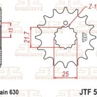 800Wx800H-1077413001-1 JT SPROCKETS Staal standaard voortandwiel 518 - 630
