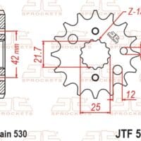 800Wx800H-1077414003-1 JT SPROCKETS Staal standaard voortandwiel 519 - 525