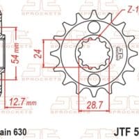 800Wx800H-1077418001-1 JT SPROCKETS Staal standaard voortandwiel 522 - 630