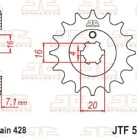 800Wx800H-1077431002-1 JT SPROCKETS Staal standaard voortandwiel 555 - 428