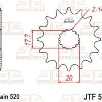 800Wx800H-1077436003-1 JT SPROCKETS Staal standaard voortandwiel 564 - 520