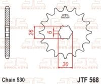 JT SPROCKETS Staal standaard voortandwiel 568 - 530