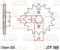 800Wx800H-1077442002-1 JT SPROCKETS Staal standaard voortandwiel 569 - 520