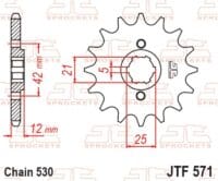 800Wx800H-1077444001-1 JT SPROCKETS Staal standaard voortandwiel 571 - 530