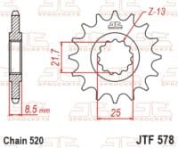 800Wx800H-1077450002-1 JT SPROCKETS Staal standaard voortandwiel 578 - 520