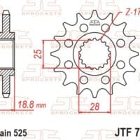 800Wx800H-1077457001-1 JT SPROCKETS Staal standaard voortandwiel 704 - 525