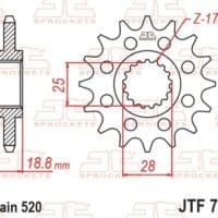 800Wx800H-1077458001-1 JT SPROCKETS Staal standaard voortandwiel 705 - 520