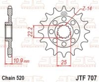 800Wx800H-1077459002-1 JT SPROCKETS Staal standaard voortandwiel 707 - 520