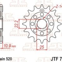 800Wx800H-1077459002-1 JT SPROCKETS Staal standaard voortandwiel 707 - 520