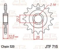 800Wx800H-1077464001-1 JT SPROCKETS Staal standaard voortandwiel 715 - 520