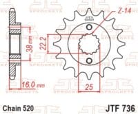 800Wx800H-1077470003-1 JT SPROCKETS Staal standaard voortandwiel 736 - 520