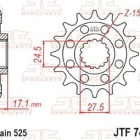 800Wx800H-1077479002-1 JT SPROCKETS Staal standaard voortandwiel 749 - 525
