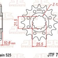 800Wx800H-1077480001-1 JT SPROCKETS Staal standaard voortandwiel 781 - 525