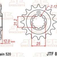 800Wx800H-1077481004-1 JT SPROCKETS Staal standaard voortandwiel 823 - 520