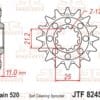 JT SPROCKETS Staal zelfreinigend voortandwiel 824 - 520