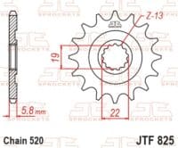 JT SPROCKETS Staal zelfreinigend voortandwiel 825 - 520
