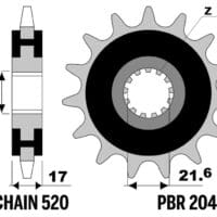 800Wx800H-1077522003-1 PBR Staal geluidsarm voortandwiel - 520