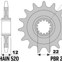 PBR Staal standaard voortandwiel 2102 - 520