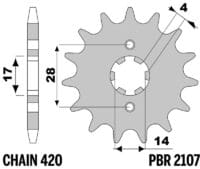 PBR Staal standaard voortandwiel 2107 - 420