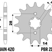 PBR Staal standaard voortandwiel 2107 - 420