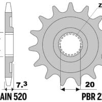 PBR Staal standaard voortandwiel 2120 - 520