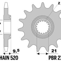 PBR Staal standaard voortandwiel 2134 - 520