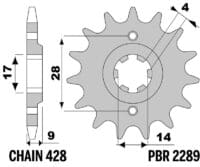 PBR Staal standaard voortandwiel 2223 - 428