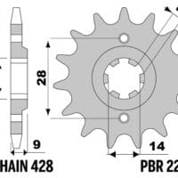 PBR Staal standaard voortandwiel 2223 - 428
