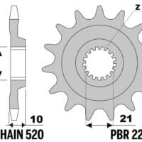 PBR Staal standaard voortandwiel 2260 - 520