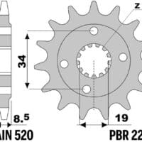 PBR Staal standaard voortandwiel 2276 - 520