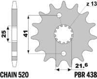 PBR Staal standaard voortandwiel 438 - 520